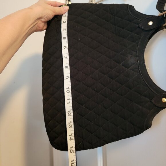 VERA BRADLEY “Slim Hobo” Black Quilted Microfiber Shoulder Bag - Picture 7 of 13